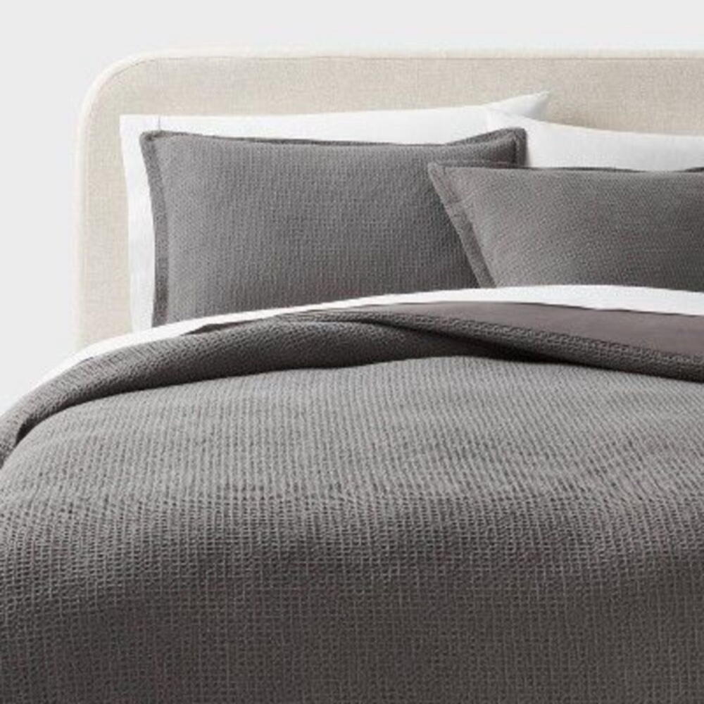 Threshold - Full/Queen Washed Waffle Weave Duvet Cover and Sha Gray
